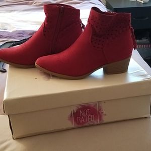 Not Rated, size 5.5, red booties